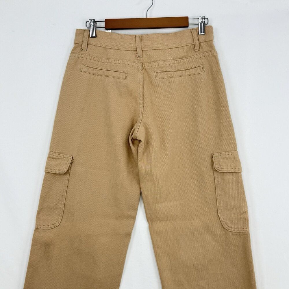 Women's Wide Leg Cargo Jeans Size 4 Relaxed Fit Denim Beige - Picture 7 of 16